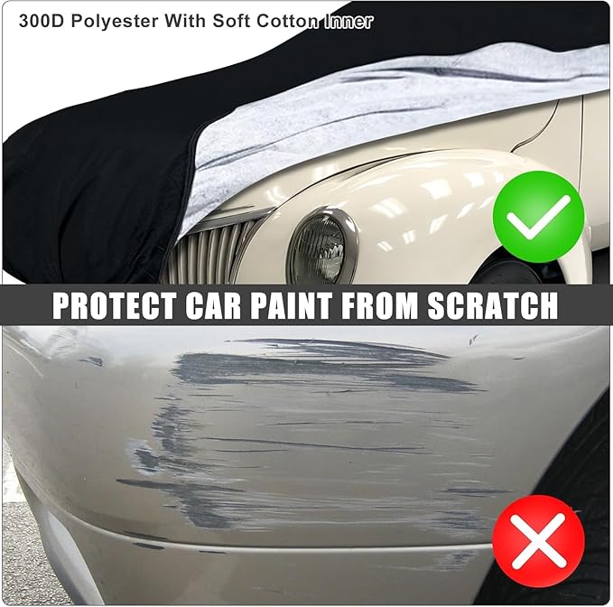 Waterproof Car Cover Compatible with Chevrolet El Camino 1964-1967 & 1978-1987 300D All Weather Classic Car Covers with Zipper Door Reflective Strips Lock for Snow Rain Dust