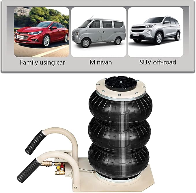 CXRCY 3 Ton Air Jack for Cars & Trucks - 6600LBS Capacity Pneumatic Airbag Jack with Short Handle, Fast Lifting up to 16 Inch for Cars,Trucks (White Triple Bag Air Jack)