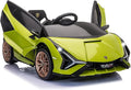 TOBBI Electric Ride On Car Toy for Kids to Drive, 12V Battery Powered Licensed Lamborghini SIAN with Parent Remote Control for Toddlers 3-6 Years w/Functions Spring Suspension/Horn/LED Lights-Green