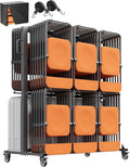 VEVOR Folding Chair Rack, 800 LBS Capacity, Heavy-Duty Chair Cart for 84 Chairs/ 12 Tables+42 Chairs, Dual-Layer Chair Storage Dolly with Rubber Wheels and Holders, Large Chair Holder, Matte Black
