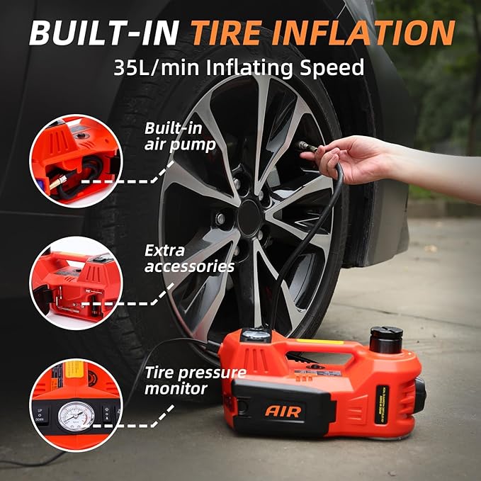 STANDTALL Electric Car Jack Kit 5 Ton 12V Electric Jack for Car with Impact Wrench and Tire Inflator Pump for SUV Sedan Truck Change Tires Garage Repair