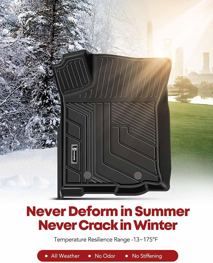 YHTAUTO Floor Mats Fit 2016-2023 Toyota Tacoma Double Only for Automatic, TPE All Weather Floor Liner Odorless Custom Fit Car Mats, 1st 2nd Row Tacoma Accessories, Black