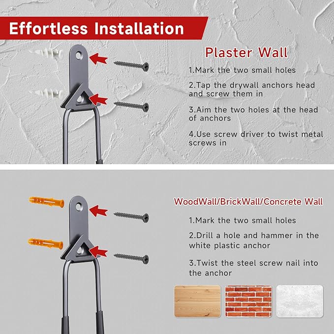 12 Pack Garage Hooks,Detachable Garage Storage Hooks Steel Heavy Duty Utility Garage Wall Mount Hooks with Anti-Slip Coating for Hanging Bike,Ladder and Garden Tools.