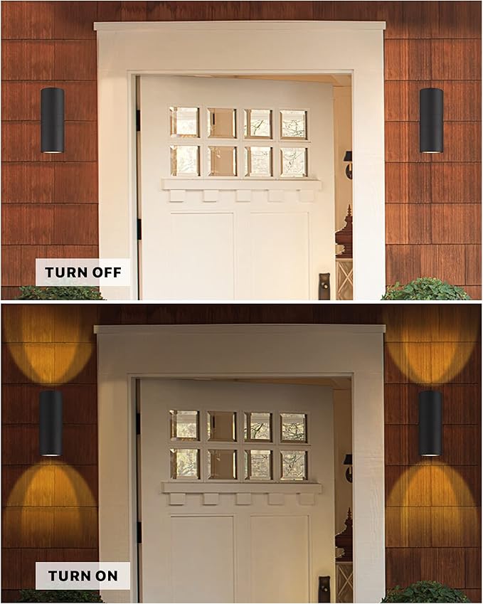 Ken & Ricky Outdoor Wall Sconce Lights, Black Exterior Lighting Fixtures,Cylinder Outdoor Light Fixtures for House Garage Front Door Patio Entryway 2 Pack