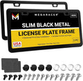 Premium Slim Matte Black License Plate Frames – 2 Pack, Rust-Free Stainless Steel & Rattle-Free, Street Legal, Universal with Screw Caps Cover, Thin Metal Front & Rear Car Tag Holders for Men & Women