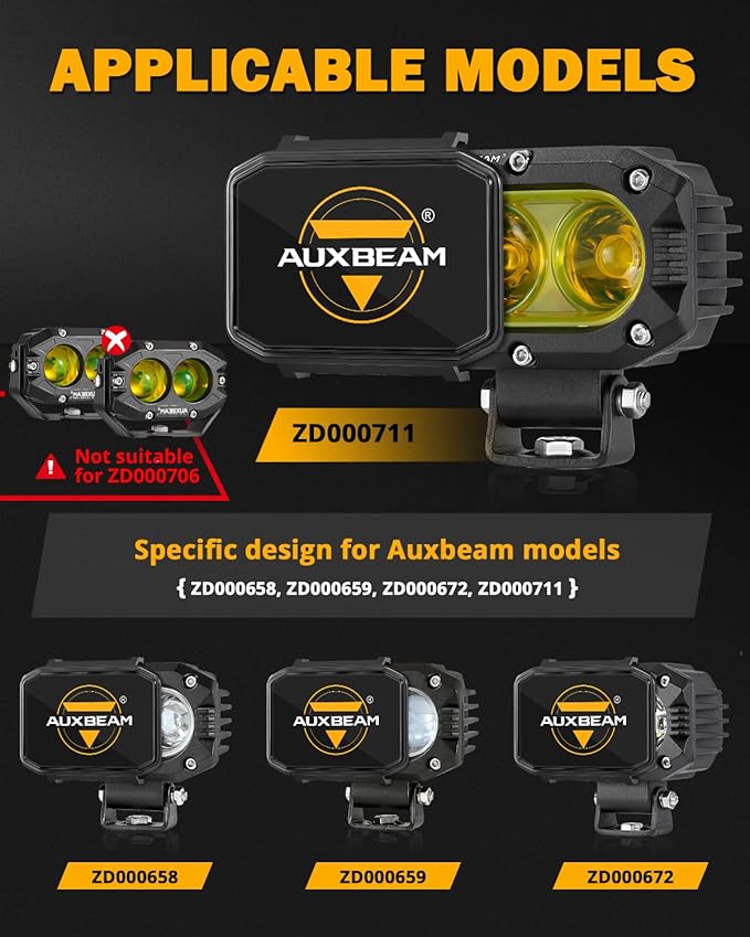 Auxbeam 4 Inch LED Pod Covers, Square Off Road Light Protective Covers, Black Cube Mask Offroad Plastic Light Lens Cover for Trucks Jeep (ZD000822)