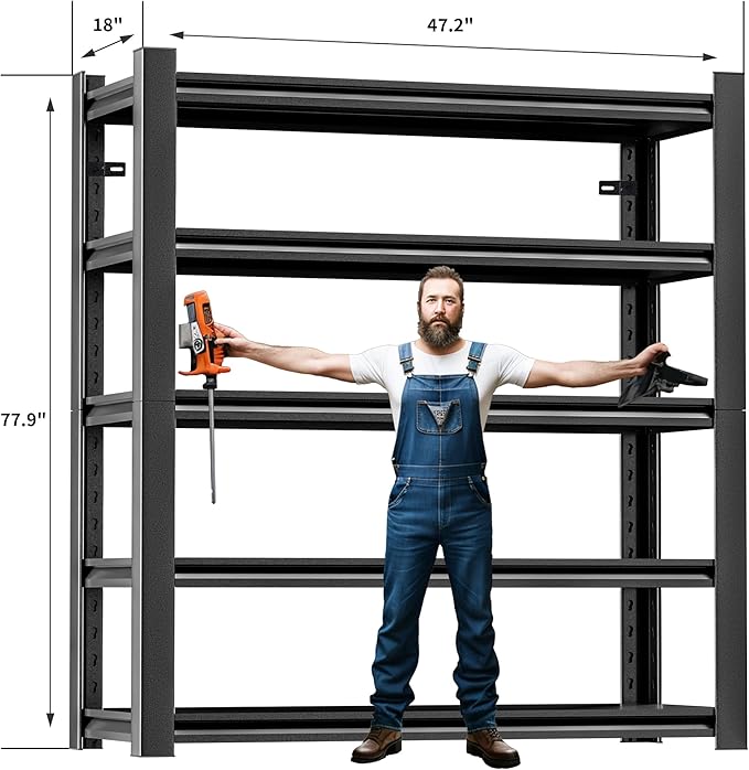 78" H 47.2" Wide Garage Shelving,Thickened Heavy Duty Metal Shelving Adjustable Shelves,Garage Storage Shelves,Shelving Rack Industrial Shelving Tool Shelf for Basement Metro