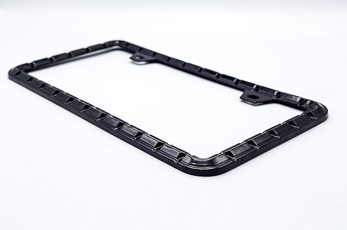 Creathome 3D Brilliance Black License Plate Frames, Pure Zinc Alloy Metal with Chain Patterned