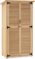 MCombo Outdoor Storage Cabinet, Wooden Storage Shed with Latch, Outside Garden Tool Shed with 2 Doors for Patio Yard Lawn, 0808 (Natural, Medium)