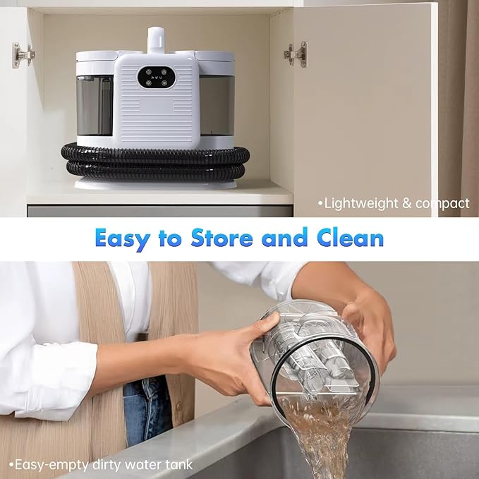Upholstery Steam Cleaner for Couch & Furniture – 1650W 15KPa Powerful Suction Portable Carpet Spot Cleaner Machine with 4 Cleaning Modes, Ideal for Sofa, Car Seat, Rug, Mattress & Pet Stains, White