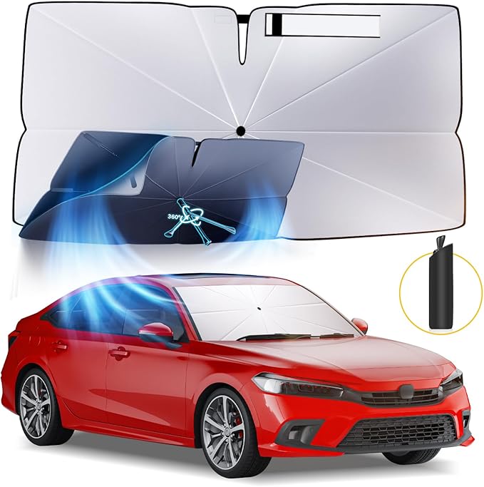 Windshield Sun Shade Umbrella: for Honda Civic 2022 2023 2024 2025 - Front Car Window Shades - Double Thickened Foldable 11th-Civic Sunshades Block UV Keep Cool