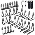 3-H Garage Wall Hooks 34 Pack, Garage Hooks Heavy Duty with Extra Welding Spots, Wall Mount Storage Organizer for Hanging Garden Lawn Tools, Ladder, Bike, WeedEater, Chair, Shovel, Blower (Black)