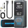 AVAPOW AP18 Tire Inflator Portable Air Compressor, 300% Faster 150 PSI Cordless Air Pump with Tire Pressure Gauge, 3.7″ Dual LCD Screen, Auto-Shuts Off Tire Pump for Car, Motorcycle, Bicycle, Blue