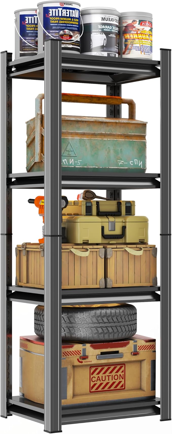 Metal Garage Shelving Unit, Heavy Duty 4-Tier Adjustable Storage Rack, Steel Shelving,2000 lbs Capacity, Industrial Shelves for Heavy Tools and Equipment (4-Tier 54" H x 20" W x 14" D)