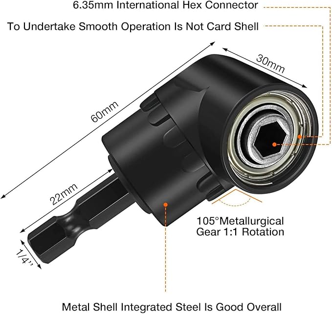 17pcs Flexible Drill Bit Extension, Include 3pcs Rotatable Socket Adapter 2pcs Hex Shank 105° Right Angle Drill Attachment 10 Short Screwdriver Bits Bendable Extension and 90° Angled Bits