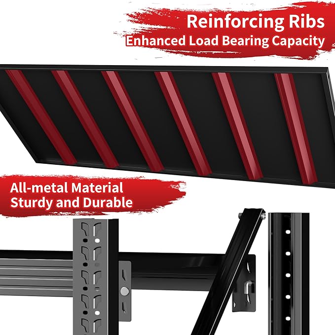 5000LBS Heavy Duty Garage Shelving 59" W Garage Storage Shelves 4-Tier Metal Garage Shelving Adjustable Shelf Unit Storage Rack for Basement Supermarket Warehouse 59" W x 24" D x 78" H Black