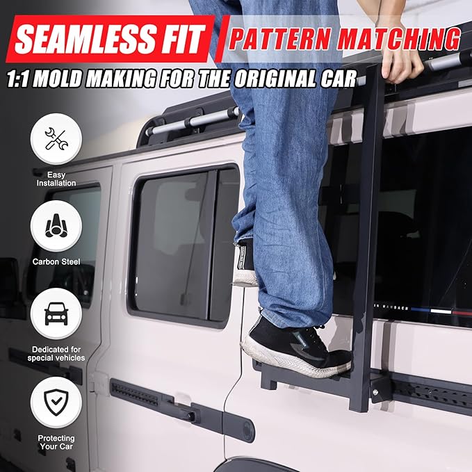 Car Roof Rack Ladder Side Access Ladder Compatible with INEOS Grenadier 2020-2024 Aluminum Alloy Side Window Roof Step Ladder Kit Left Right Universal