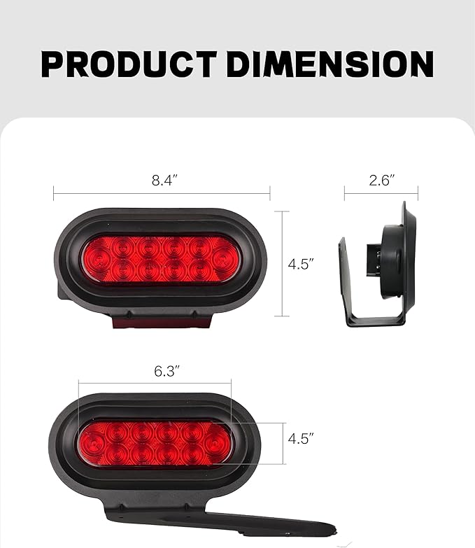 Young Bike Rack Brake Light & Plate Kit, 6 Inch 10LEDs Oval Red LED Tail Light 2PCS, FMVSS108 Certified, Waterproof Stop Turn Signal Tail Lights. Fits Young Hitch Racks, Add-on Attachment