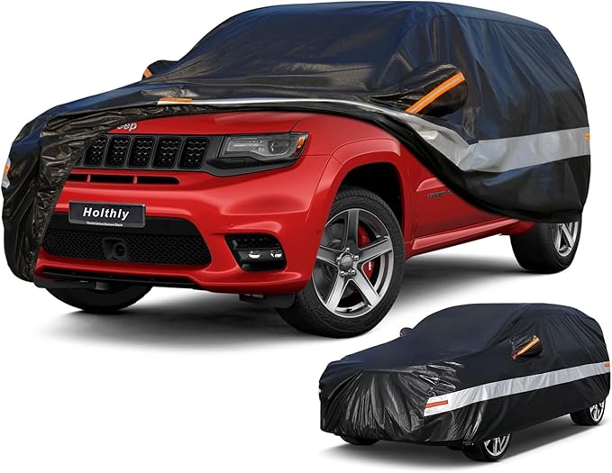 10 Layers SUV Car Cover Custom Fit for Jeep Grand Cherokee (2010-2025) Waterproof All Weather for Automobiles, Outdoor Full Cover Sun UV Rain Protection with Cotton.Black