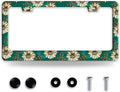 Vintage Daisy Floral License Plate Frame Colorful Flowers License Plate Frames Funny Auto Accessories Stainless Steel License Plate Holder 6x12 Inch