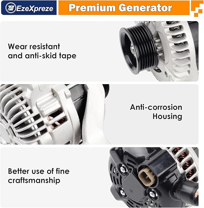 EzeXpreze New Alternator fit for Honda for Accord 2004 2005 2006 2007 130Amp 12V Compatible V6 3.0L, Replace# 104210-3500, 104210-4480, 104210-4481, 31100-RCB-Y01, 31100-RCB-Y02, 31100-RCB-505RM