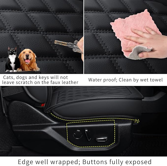 LUCKYMAN CLUB F150 Seat Covers Fit for 2010-2014 F150 SuperCrew with Waterproof Faux Leather(Full Set, Black)