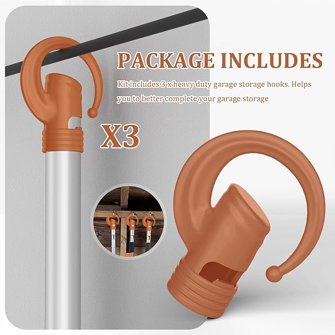 3 Pack Heavy Duty Garage Storage Hooks Shed Hooks Compatible with Stihl Kombi Attachments, Power Tool Holder Organizer Hangers for Grass Trimmer, Hedge Trimmer, Garage Wall, Garage Trimmer
