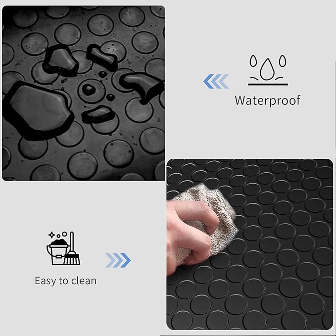 Premium Garage Floor Mat, Commercial Grade Heavy Duty Parking Mat for Garage Floor, Golf Cart Parking, Water/Stain Resistant Floor Runner (Black Coin, 2 Rolls x 4 x 6.5 Feet)