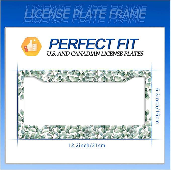 Green Leaf License Plate Frame Colorful License Plate Stainless Steel Funny License Plate Holder Personalized Leaves Car Accessory Decoration 12.3" x 6.3"for Men Women