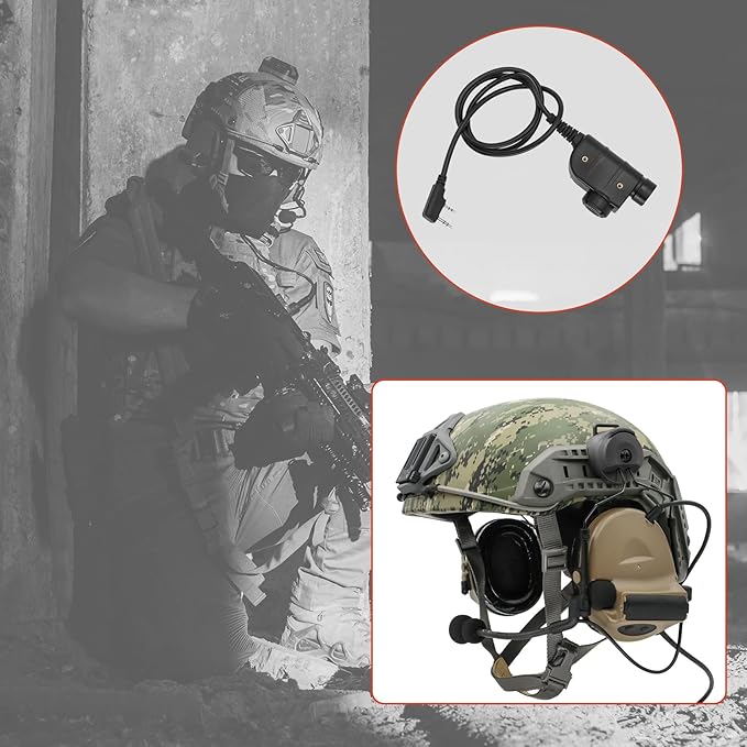 COMTA 2 Helmet-Type Tactical Headset with U94 PTT 2pin，Noise Canceling Headphones，for Airsoft Hunting Shooting