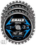CRALY 5-3/8 Inch 30 Teeth Steel and Ferrous Metal Cutting Circular Saw Blade, 20 mm Arbor, Thin Kerf, Professional Carbide Tipped Blade for Angle Iron, Threaded Rod, EMT Conduit, 3-Pack(C0530MC-3)