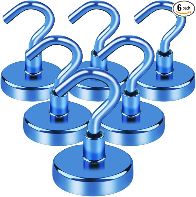 LOVIMAG Cruise Hits: 80LB Blue Magnetic Hooks, Door Magnets, Travel & ClassroomAccessorry Must-Haves (6 Pack)