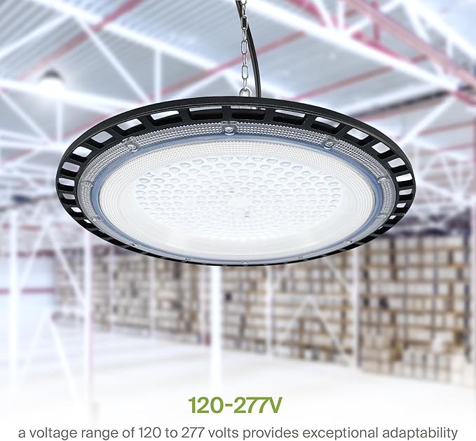 ASD LED High Bay UFO Light Fixture, Commercial Shop Lighting | Plug & Play Cable, IP65 Waterproof, ETL Listed | 150W 18000LM 5000K 100-277V | Warehouse, Garage, Workshop, Barn Lamp | Black, 6 Pack
