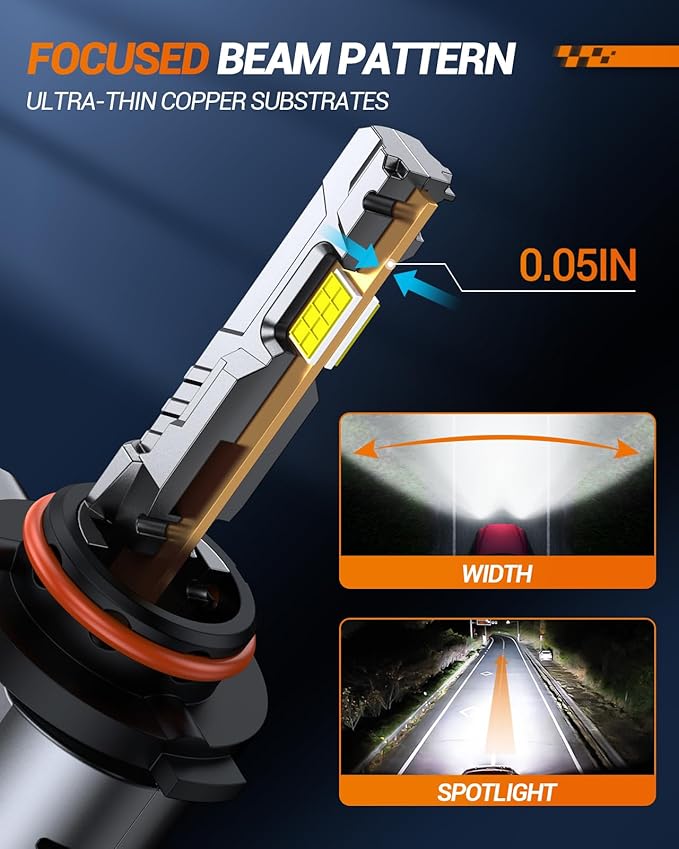SEALIGHT 𝟗𝟎𝟎𝟓/𝐇𝐁𝟑 Bulbs, 𝟑𝟎𝟎𝟎𝟎𝐋𝐌 Cool White Light, High-Performance LED Lights with 15,000RPM Cooling Fan, Easy Plug-and-Play, Pack of 2