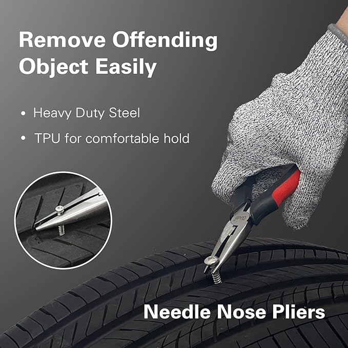 CKAuto Tire Plug Repair Kit, Heavy Duty Car Emergency Tool Kit for Flat Tire Puncture Repair, 80 Pcs Value Pack, Tire Patch Kit fit for Autos, Cars, Motorcycles, Trucks, RVs, etc.