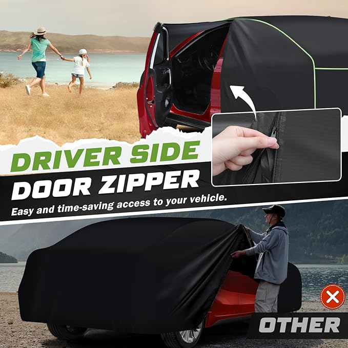 Mixsuper Liner Car Cover for Honda Civic 1991-2026, 7 Layers Waterproof Car Cover Accessories for Civic with Zipper Door, Windproof Straps, Reflective Strips, Anti-UV, All Weather