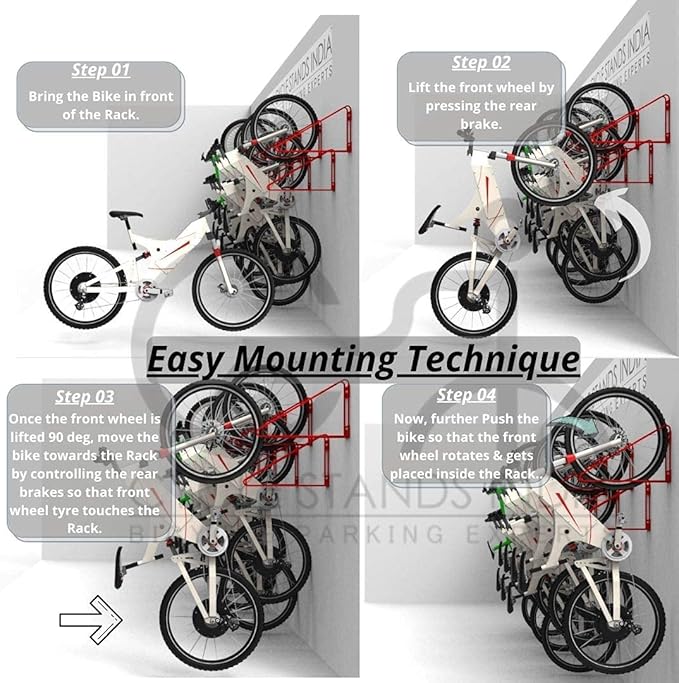 Bike Wall Mount Vertical Hanger for Home Space Saving Bike Rack Storage Mount for Garage or Home, Bicycle Holder for Mountain Bikes Road Bikes Holds up to 77lbs, Red,Pack of 1