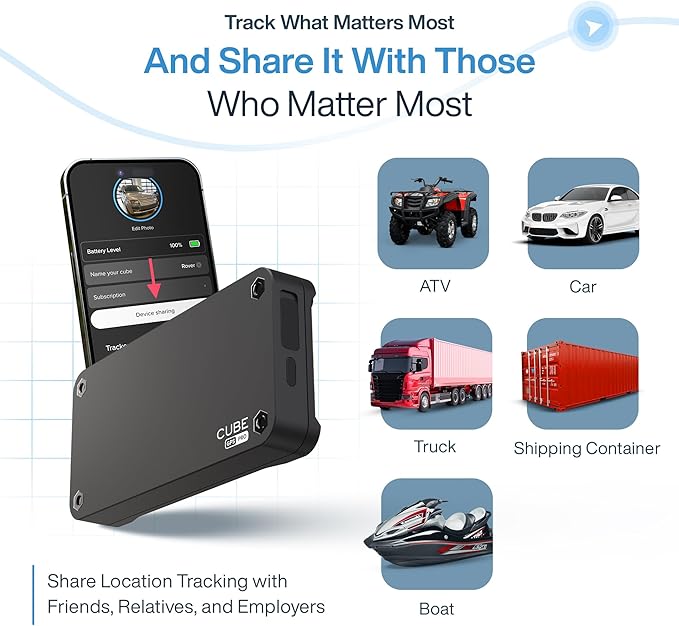 GPS Tracker for Vehicles – Magnetic Car GPS Tracker - 1 Year Battery, Real Time Worldwide Location Geo-Fencing, Hidden Tracking Device for Fleet, Trucks & Trailers – Subscription Required