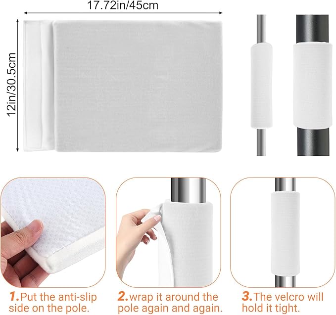 YeeBeny 4pcs Basement Pole Wrap, Garage Pole Padding with Anti Slip Fabric12x14.5 Inch, Pole Wrap Wood Roll, Column Wrap for Basketball Pole, Garage Pole, Playground Pole (White, 15x12)