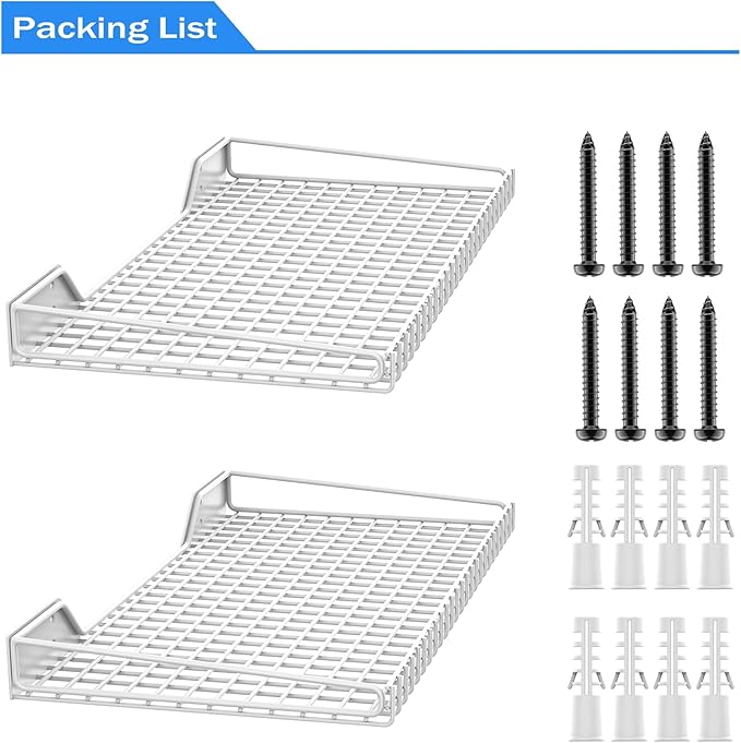 TORACK 2 Pack Wall Mounted Storage Shelves, 23.5" x 12" Wall Shelf for Garage, Closet, Laundry Room, Heavy Duty Garage Wall Shelving, Holds Up to 65 Lbs(White)