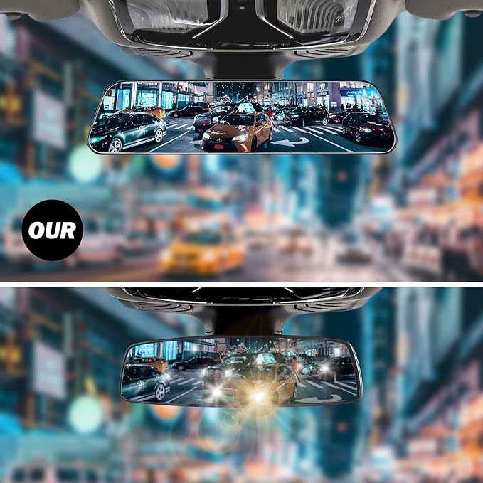 JOYTUTUS Rearview Mirror, 2 pack 12 Inch Panoramic Anti-Glare Clip-on Wide Angle Convex Rear View Mirror, Effectively to Reduce Blind Spot, Universal for More Car SUV Trucks -Blue