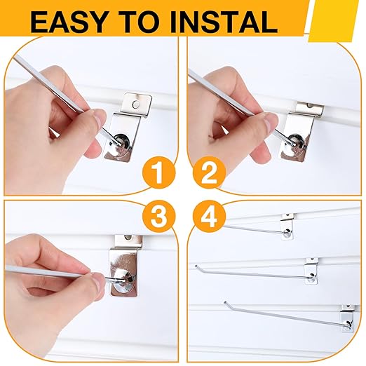 Moxweyeni 100 Pcs Heavy Duty Slatwall Panel Hooks Hanging Metal Slat Wall Hanging Hooks Silver Slat Wall Hanger Commercial Grade Slatwall Pegs Accessories for Shop Retail Display (11.8inch)