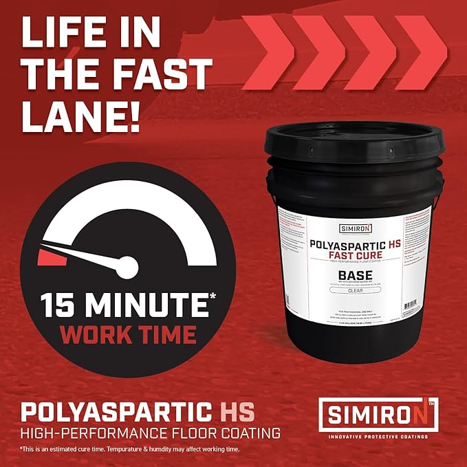 Polyaspartic High Solids Topcoat Coating System - 2 Gallon Kit - Clear Coating Gloss Finish - Easy-to-Use 1:1 Mix Ratio - Protection to Adhesion, UV, Abrasion, & Scratches (Fast Cure)