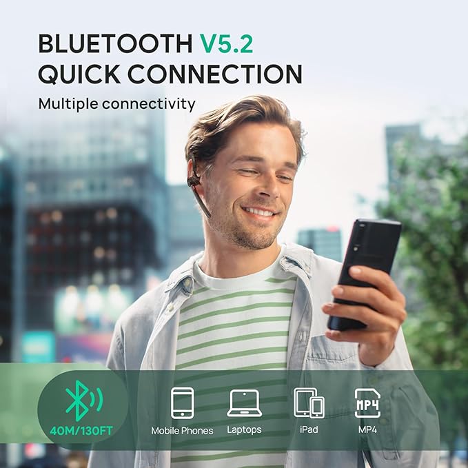 Yealink Bluetooth Headset BH71,Wireless Bluetooth Earpiece with 4 Noise Canceling Microphones,Teams&Zoom Certified,Mute Function,Connect to Cell Phone/Laptops,No Dongle
