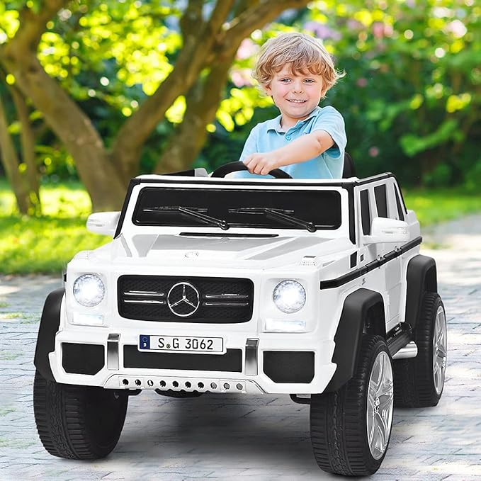HONEY JOY Ride On Truck, Licensed Mercedes-Benz Maybach G650 Battery Powered Ride On Toys Car w/Remote Control, LED Lights, Music, Slow Start, 12V Electric Cars for Kids, Gift for Boys Girls (White)
