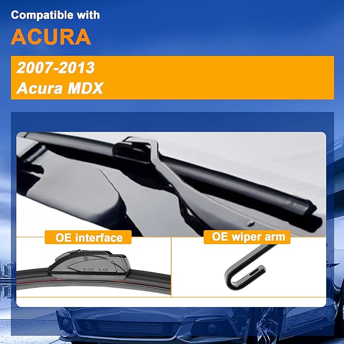 Windshield Wiper Blades Replacement for Acura MDX 2007 2008 2009 2010 2011 2012 2013 Original Factory Quality Front Rear Wipers Blade Set for Car - 26" 21" 12" (Piece of 3)