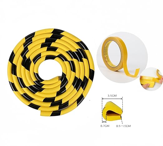 Heavy-Duty Wall & Corner Guards – 5M Self-Adhesive NBR Rubber Protection with Yellow/Black Stripes for Parking Columns & Garage Safety
