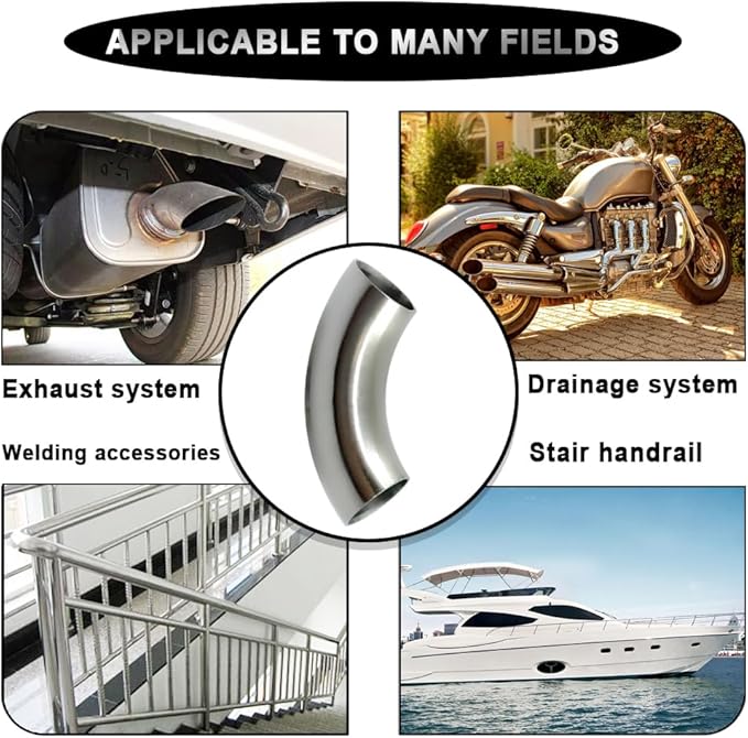 OD 1 Inch 90 Degree Stainless Steel Bend Tube 1” Exhaust Elbow Pipe for Car Modified Exhaust System 1" Piping Silver Tone，Stair Handrail (1pcs)