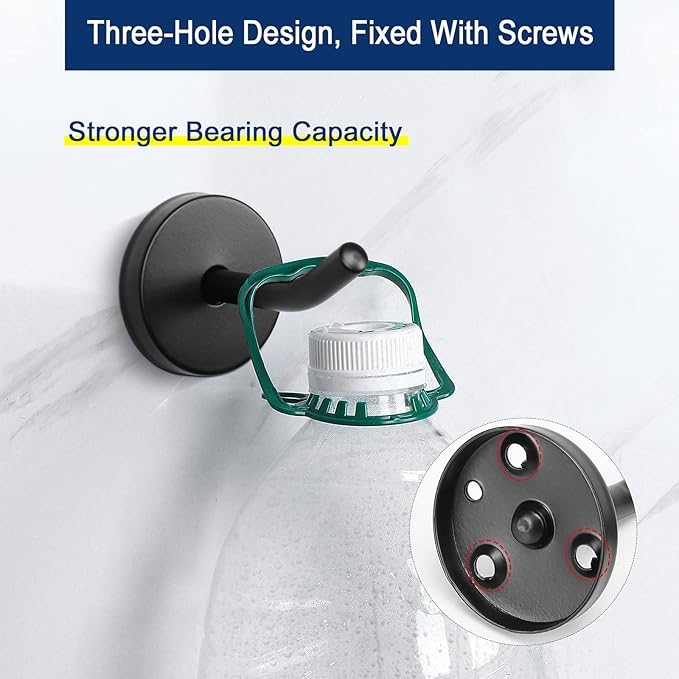 NearMoon Coat Hooks, Wall Hooks for Hanging Hat Hurse Robe, 304 Stainless Steel Heavy Duty Towel Hangers for Bathroom Livingroom Hotel Kitchen Garage, 6 Pack (2 Inch, Matte Black)