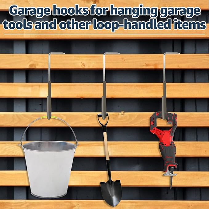 16 Pack Rafter Hanger Hook Heavy Duty Vinyl Coated Large S Hooks for Hanging Ladder Bike Hanger, Garage Storage Organizer (Grey)